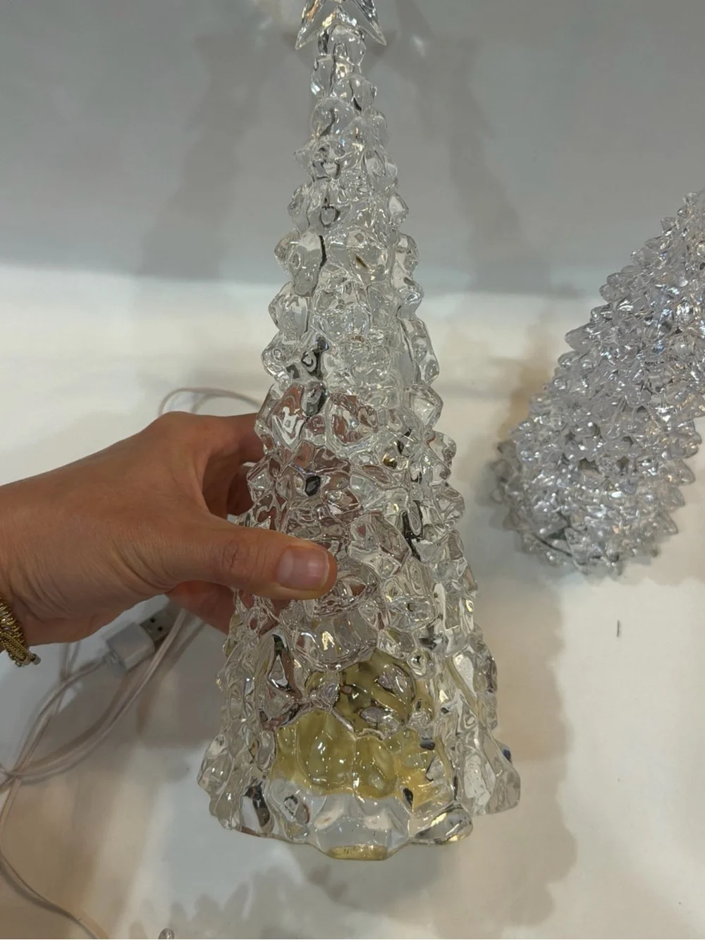 Festive Acrylic & Resin White Holiday Tree Set - Decorative Accent Collection 6